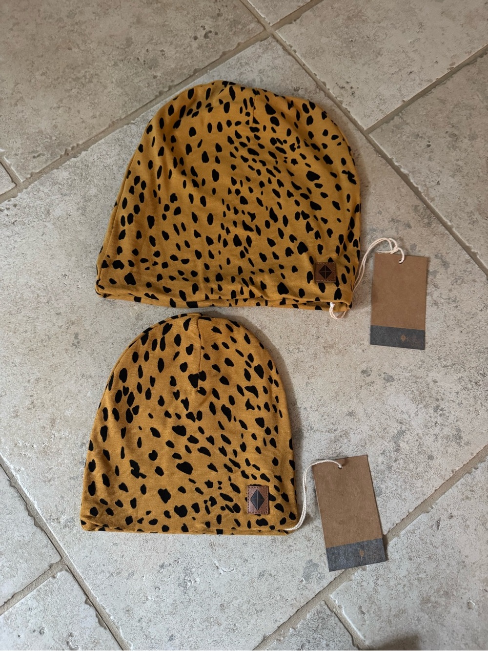 Kyte BABY Mom and Baby Leopard Print Beanie (two hats total)